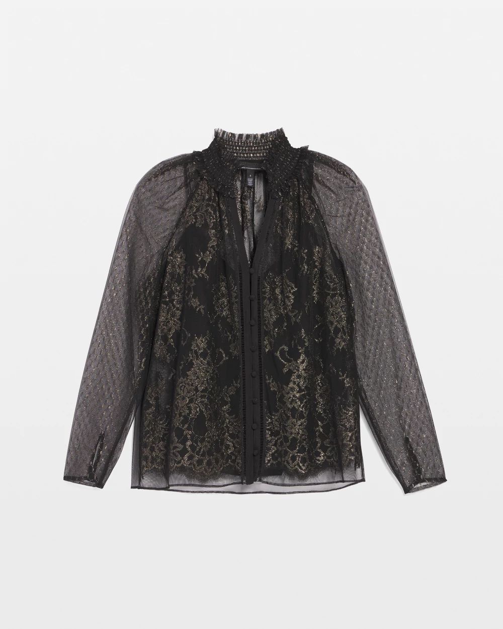 V-Neck Lace Blouse | White House Black Market